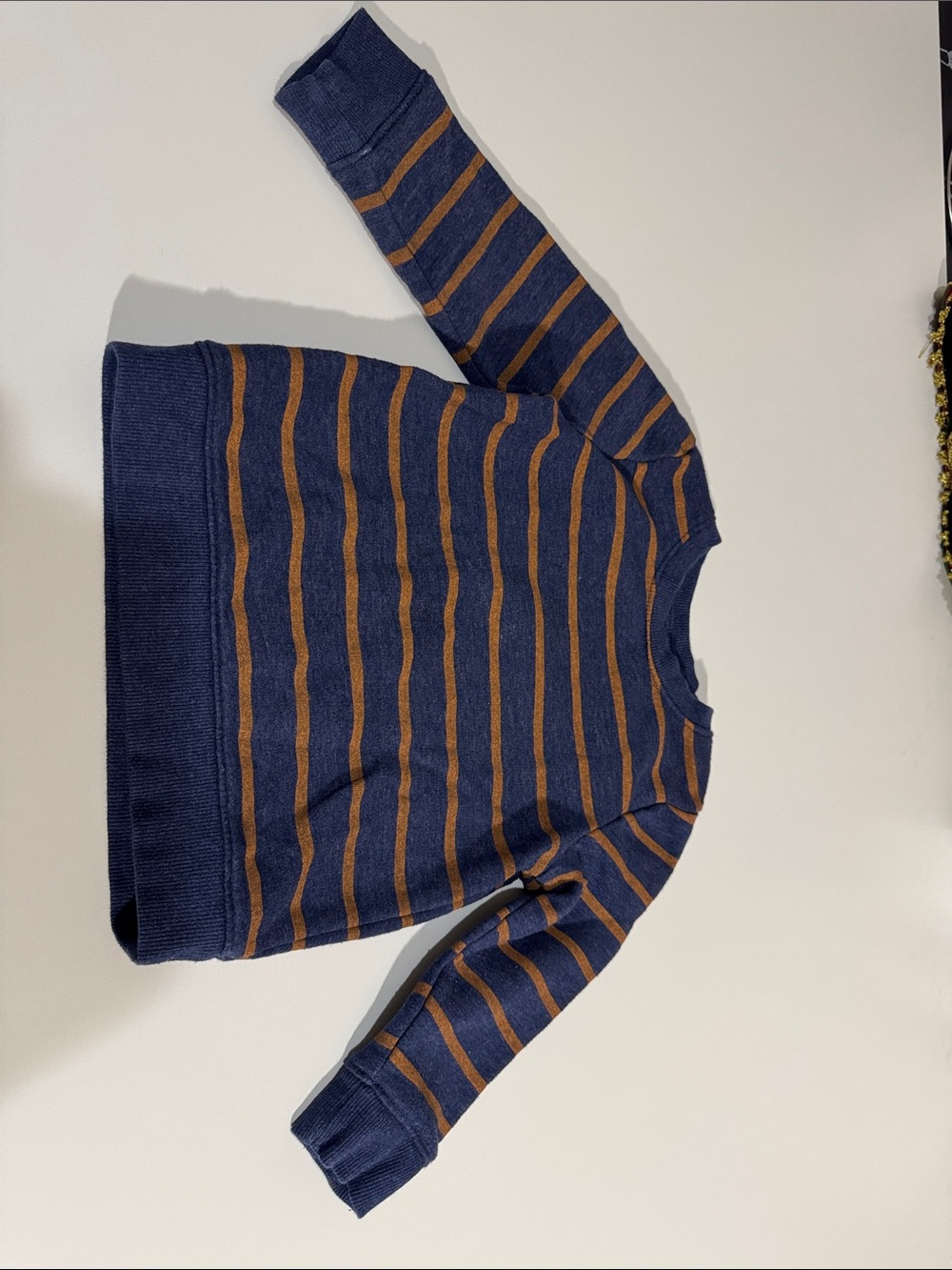 Cat & Jack Navy and Brown Striped Crewneck Sweater